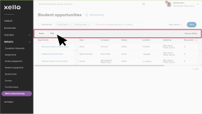Student opportunities report is open. The cursor is clicking next to an applied filter to remove it.